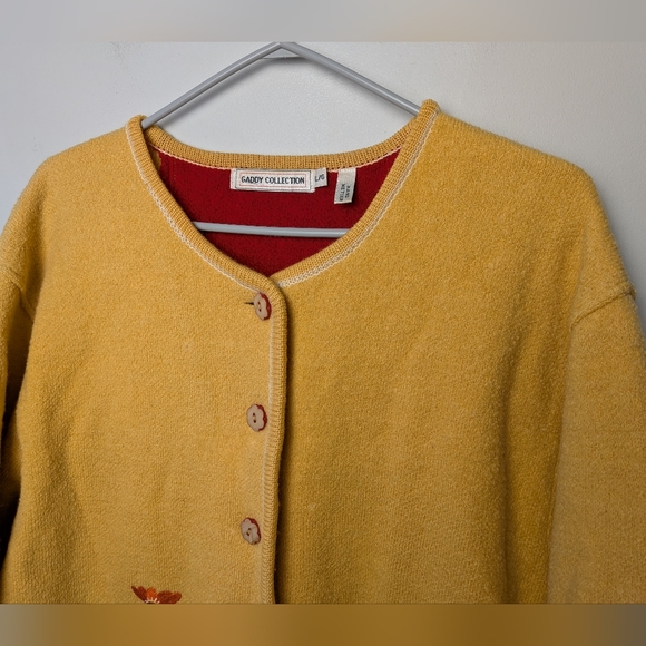 VINTAGE GADDY COLLECTION women Cardigan Sweater 100% Wool Size Large - Picture 2 of 15